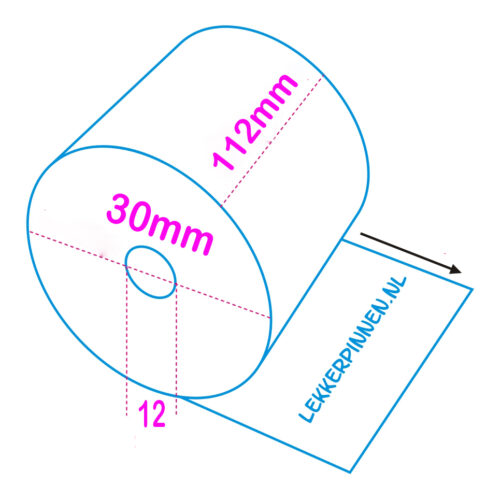 Thermische Kassarollen 112x30x12 MM p/rol - Afbeelding 3