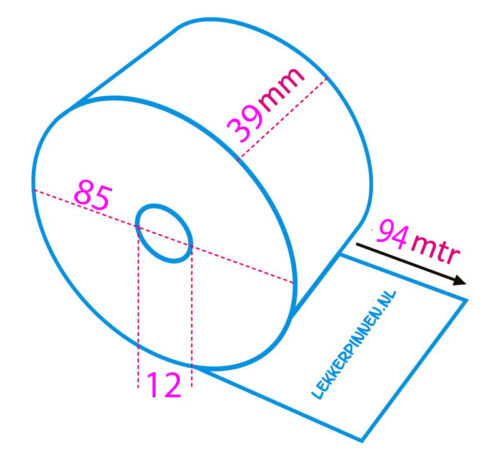 Thermische Kassarollen 39x85x12 MM, 50 rollen per doos - Afbeelding 3