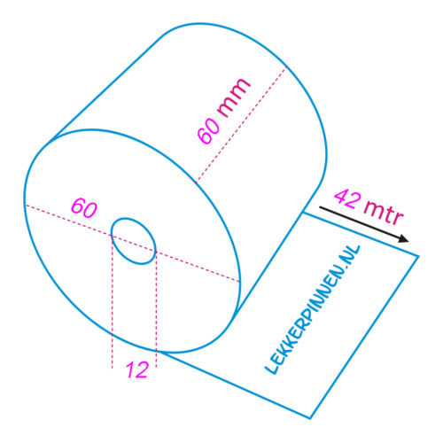 Thermische Kassarollen 60x60x12 MM, 50 rollen per doos, thermisch papier - Afbeelding 3