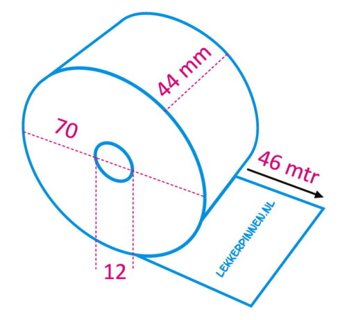 Thermische Kassarollen 44x70x12, 50 rollen per doos, thermisch papier - Afbeelding 3