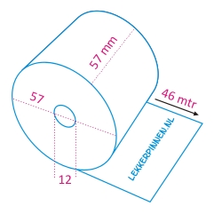 Thermische Kassarollen 57x57x12 MM, 50 rollen per doos, thermisch papier - Afbeelding 3