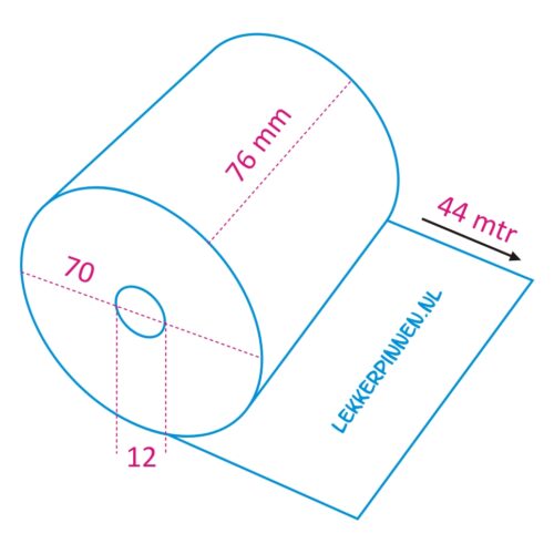 Thermische Kassarollen 76x70x12 MM – 55grs – per 50 rol - Afbeelding 3