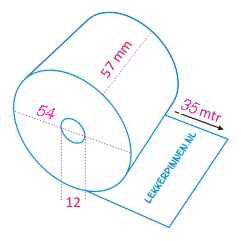 Thermische Kassarollen 57x54x12 MM, 50 rollen per doos, thermisch papier - Afbeelding 3
