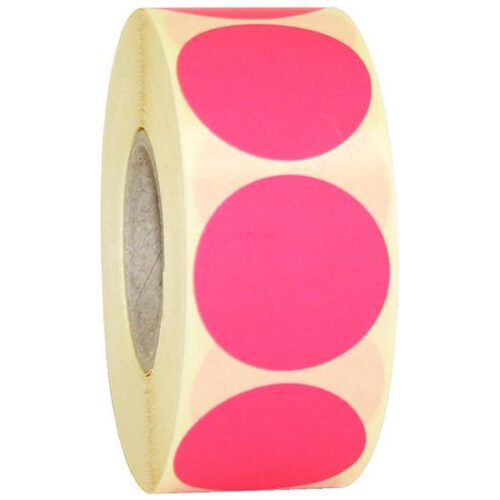 Etiket fluor roze 25mm 5 rollen -1000 p/rol - Afbeelding 2