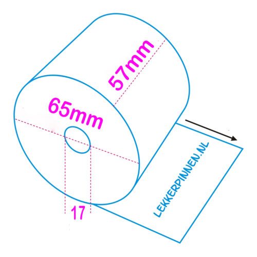 Thermorollen 57x65x17, 50 rollen per doos, thermisch papier - Afbeelding 3